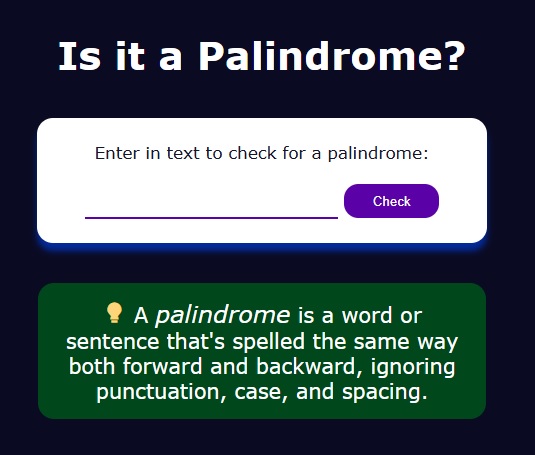 Palindrome Project Pic